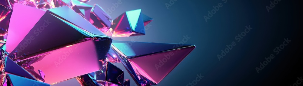 Poster vibrant abstract geometric shapes with neon lighting create a futuristic and dynamic composition, pe