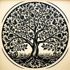 tree of life ornate black 