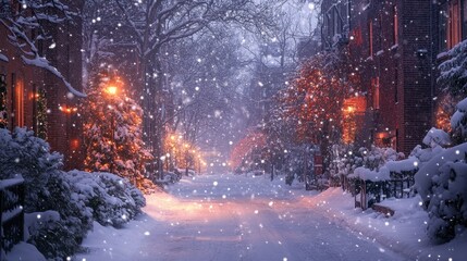 Snowy street in the city Urban winter street scene , Background Image,Desktop Wallpaper Backgrounds, HD