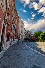 Endless number of buildings attached to each other with interlock pathways, Venice, Italy