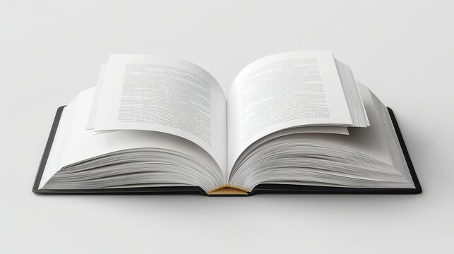 white book open top view full length isolate on transparency background