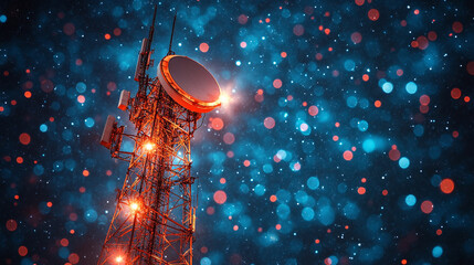 towering radio antenna stands against a clear sky, symbolizing global connectivity, communication networks, and the power of technology to bridge distances and enable the flow of information