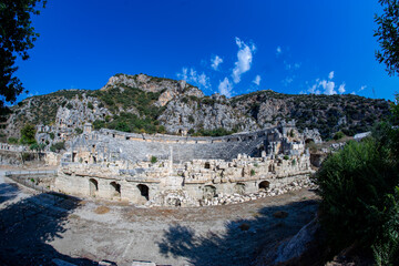 Fototapeta premium Myra Theatre Ancient City Ruins. Myra is Located in Demre City in Antalya Province of Turkey.