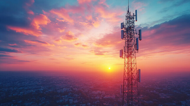 towering radio antenna stands against a clear sky, symbolizing global connectivity, communication networks, and the power of technology to bridge distances and enable the flow of information