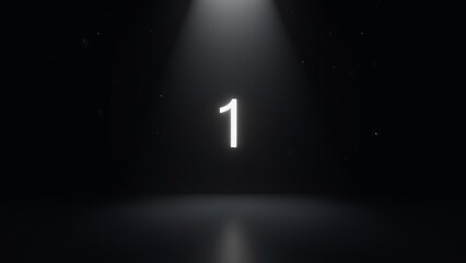 a white number 1 is standing in a dark room