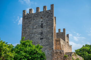 Alcudia, Mallorca Porta del Moll side view during great weather, vertical shot, majorca