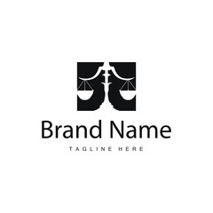 Simple legal scale logo justice court simple black silhouette template design
