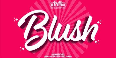 Blush editable text effect, customizable pink and pastel 3d font style