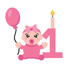 baby girl celebrating her first birthday