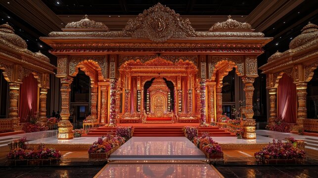 The decoration and interiors of the hindu wedding mandap