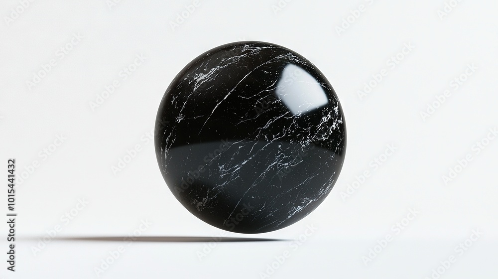 Poster a marble object on a white background with a subtle reflection captured from behind