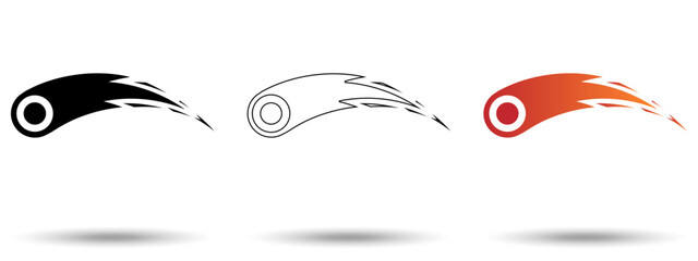 Meteor icon. Meteor icon on a white background, isolated. The icon has three uses in applications and websites. Vector illustration. Meteor icon on a white background. © newrossosh