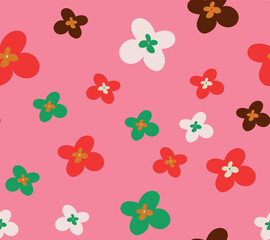 Seamless patterm with funky retro flowers.