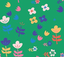 Seamless patterm with funky retro flowers.