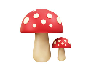 Mushroom food icon 3d rendering illustration