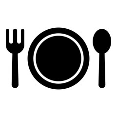 Plate, spoon, and fork, restaurant glyph solid icon