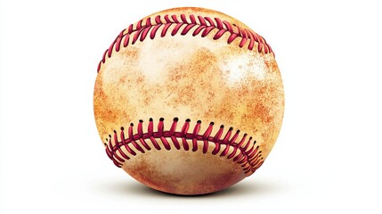 Realistic softball illustration with red seam, isolated on white. Symbol of tournament or championship, team league skin ball. 
