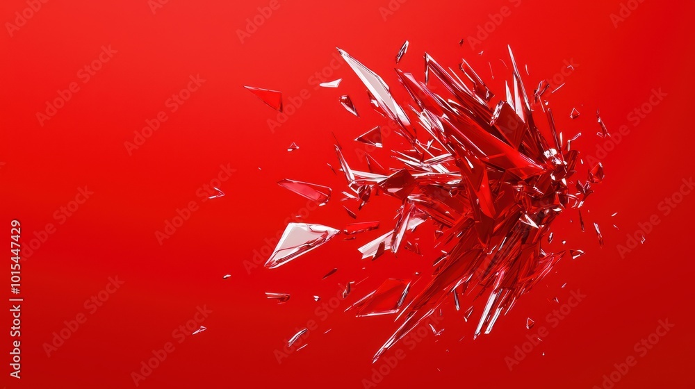 Poster abstract red explosion with dynamic shards, modern artistic design, perfect for backgrounds and crea