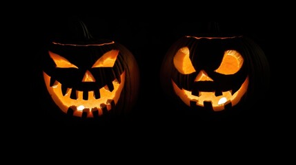 Halloween holiday carved pumpkin with black background