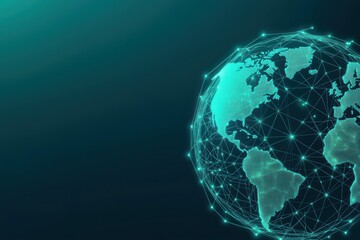 Digital representation of the Earth surrounded by connected lines, symbolizing global communication and technology.