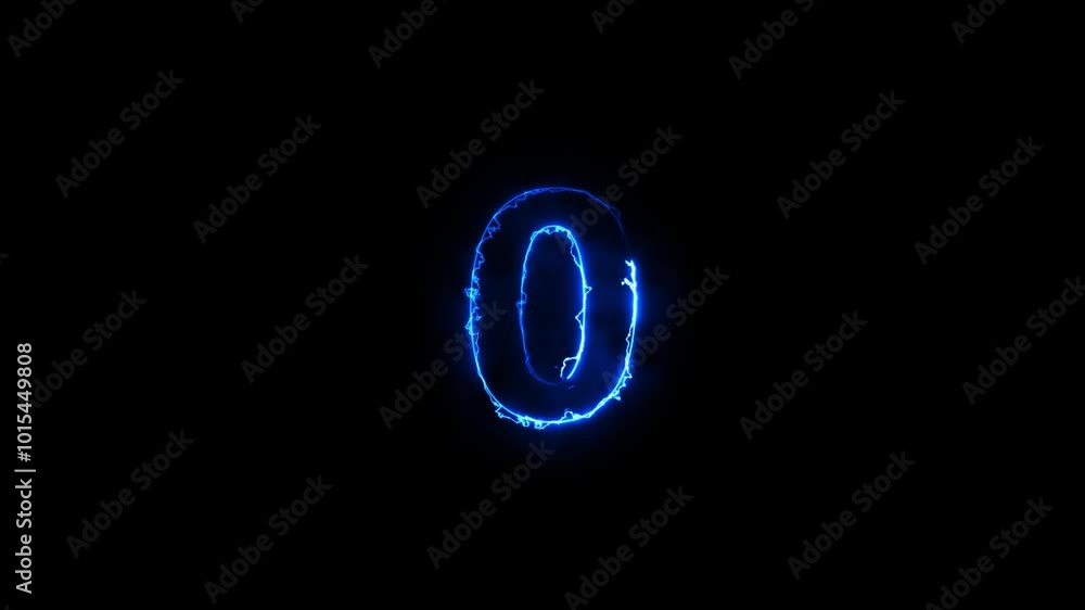 Poster 5 to 0 second modern digital countdown timer neon light style on black background ,animation with ne