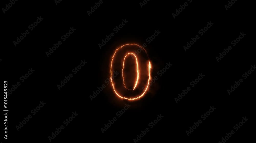 Poster 5 to 0 second modern digital countdown timer neon light style on black background ,animation with ne