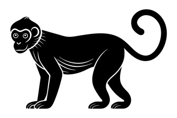 Cute Monkey silhouette minimalistic vector art illustration