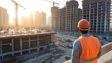 An engineer conducting a safety inspection at a construction site for a new commercial complex.