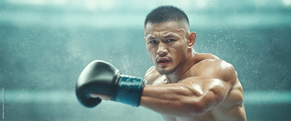 Poster unleashing power the strength and precision of a boxer in action