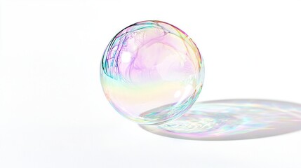   Close-up of a white soap bubble with reflective light inside