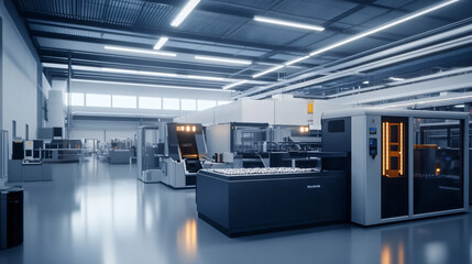 An automated factory producing parts for the aerospace industry with stringent quality controls.