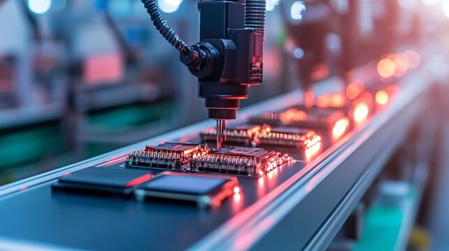 An assembly line where consumer electronics are manufactured with high precision.