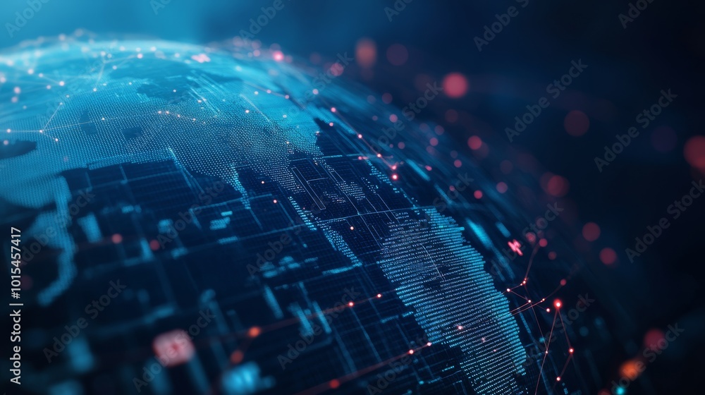 Poster a glowing blue globe showcases floating currency symbols and streaming data lines, emphasizing the i