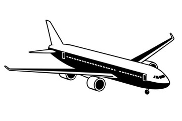 Cute Plane silhouette minimalistic vector art illustration