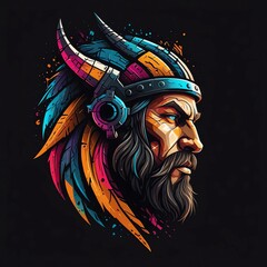Warrior with Helmet and Feathers