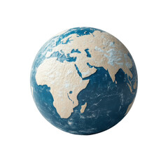 Fototapeta premium Earth globe with detailed continents and oceans, isolated on a white background, transparent background.