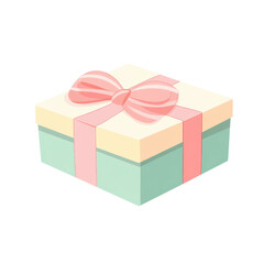 Obraz premium beautifully wrapped gift box with pink ribbon, isolated on a white background, transparent background.