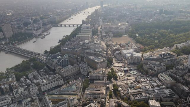 london city skyline from a helicopter