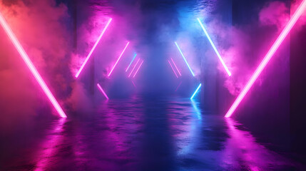 Neon Lights Abstract Background - 3D Rendered