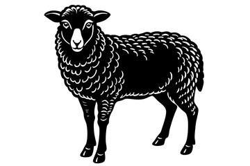 Cute sheep silhouette minimalistic vector art illustration 