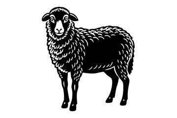 Cute sheep silhouette minimalistic vector art illustration 