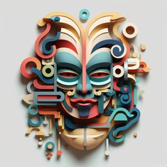 Naklejka premium Abstract Paper Sculpture Art with Colorful Layers and Flowing Shapes