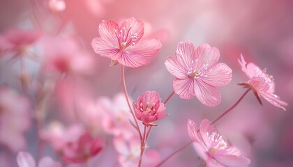 Obraz premium Delicate wildflowers blooming in spring, fragile and beautiful, Nature, Soft tones, Photograph, Seasonal beauty