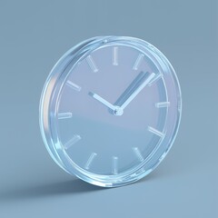 Glass clock face with hands showing time.