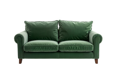 Green sofa front view isolated PNG