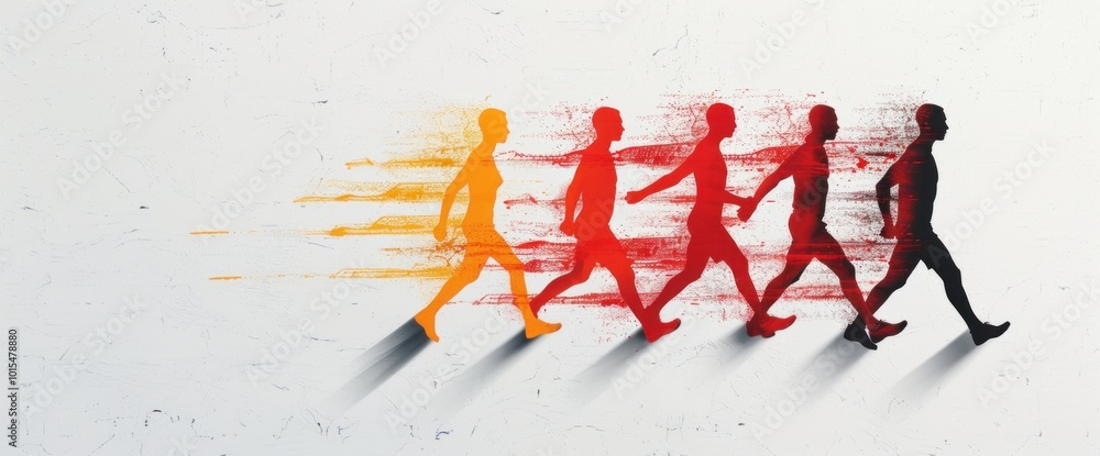 Poster the evolution of movement a dynamic journey from light to shadows