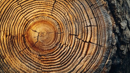 Fototapeta premium Growth rings on tree trunk. Closeup trunk texture
