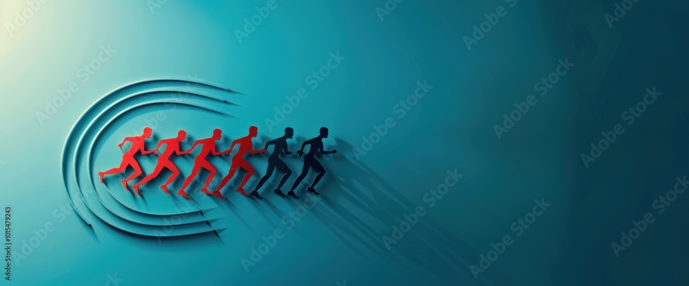 Poster dynamic motion of runners a visualization of speed and progress in athletics
