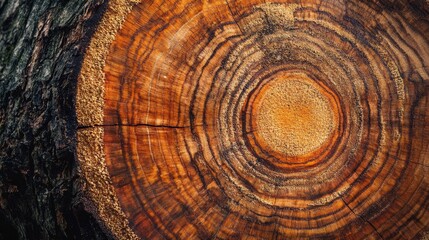 Fototapeta premium Growth rings on tree trunk. Closeup trunk texture