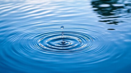 Ethereal translucent water ripple patterns reflecting sunlight on a serene blue backdrop enhancing nature's beauty and tranquility in aquatic aesthetics